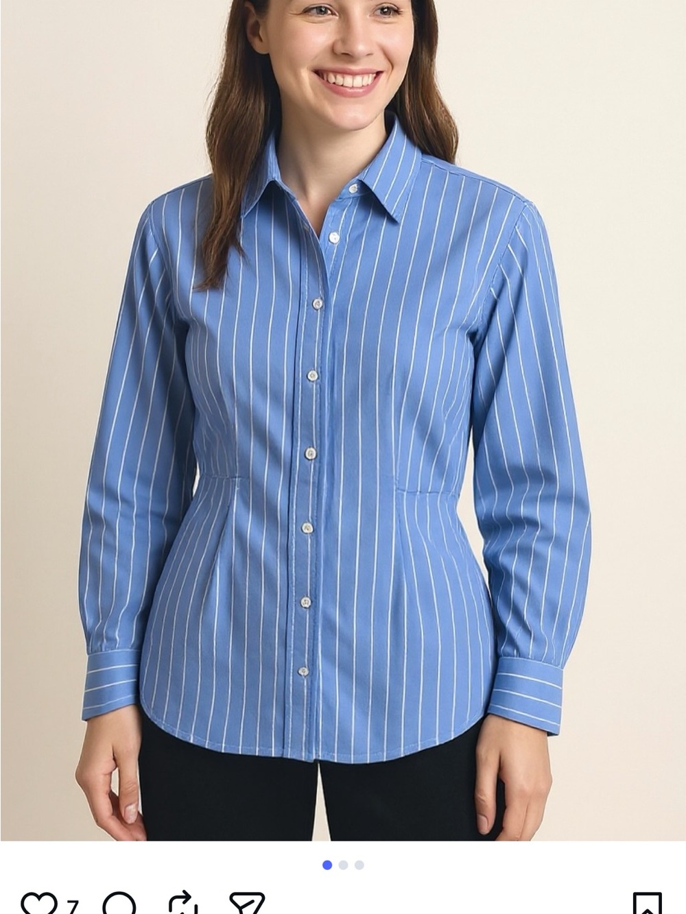 H&M with a cinched waist blue stripes Button-Down Shirt